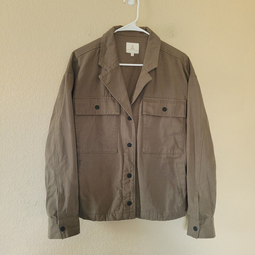 Roark Passport Jacket Womens Small Green Military Utility Canvas Button Front
